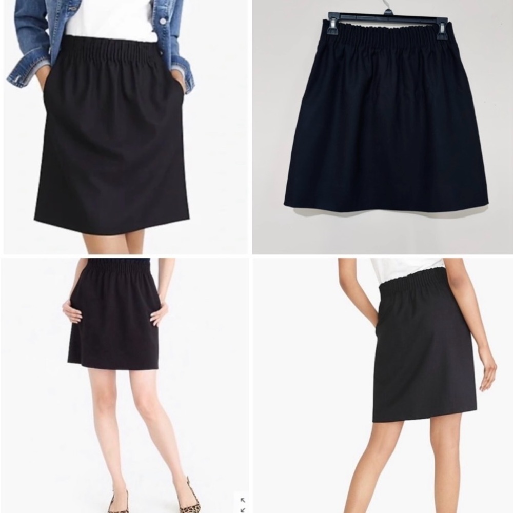 J. Crew factory women Sz 2 black Wool Blend office pull on paperbag mini skirt